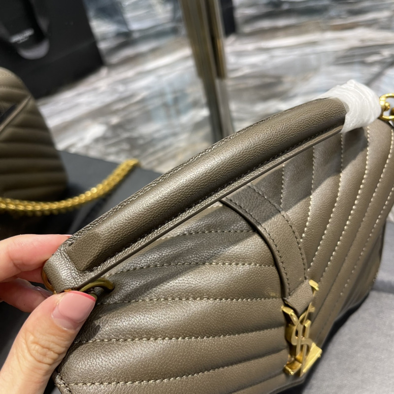 Saint Laurent Monogram College Frosted Shoulder Bag Grey