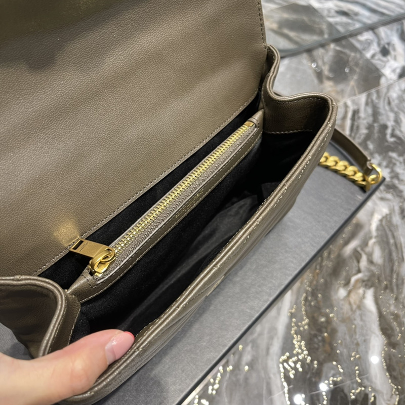Saint Laurent Monogram College Frosted Shoulder Bag Grey