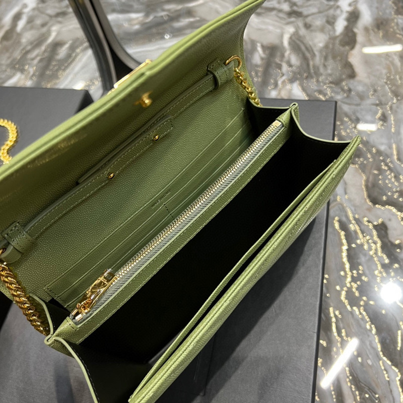 Saint Laurent Monogram Envelope Bag Green