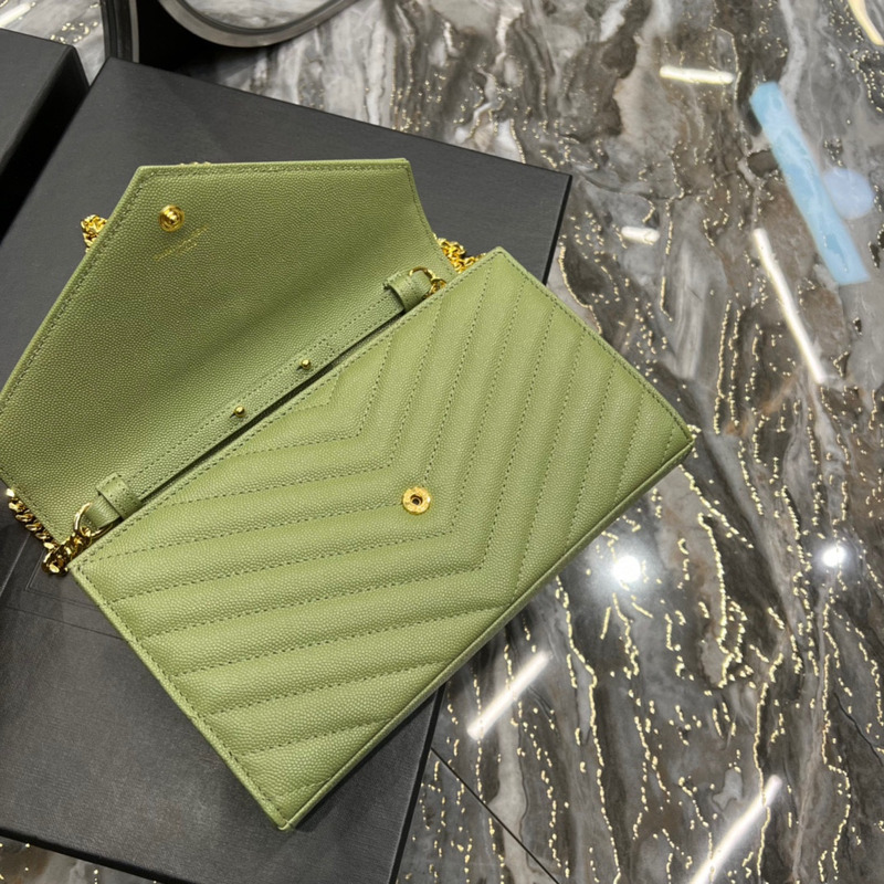 Saint Laurent Monogram Envelope Bag Green