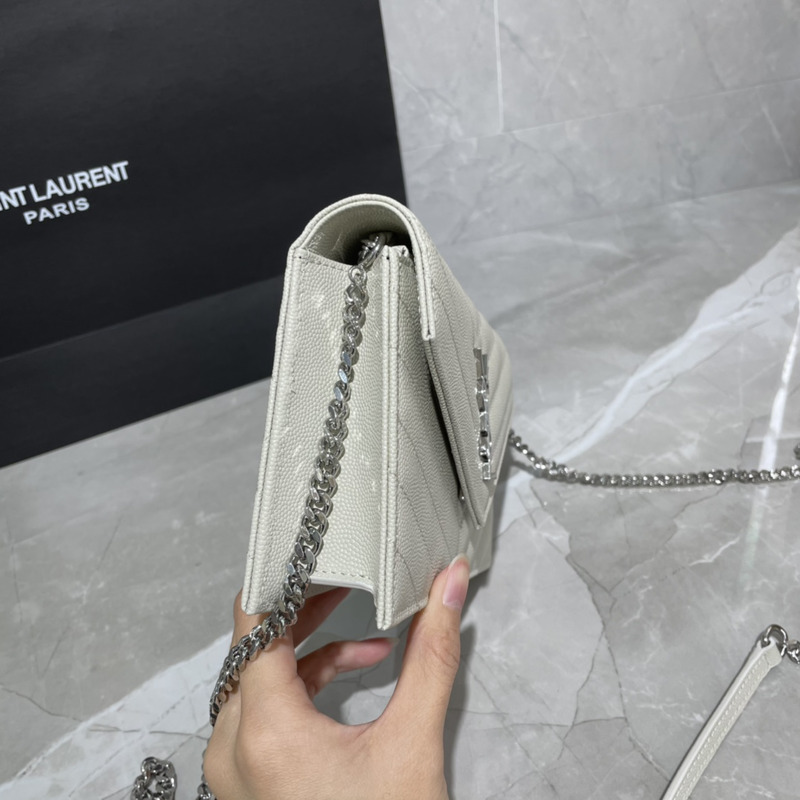 Saint Laurent Loulou Small Quilted Leather Shoulder Bag White