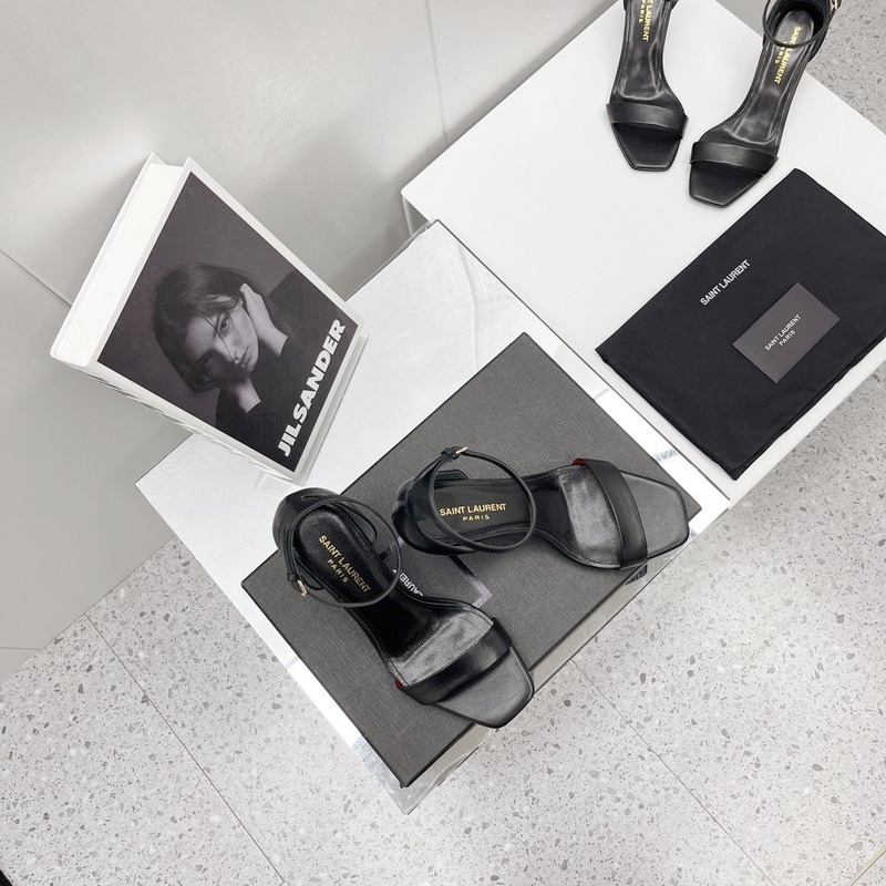 Saint Laurent Amber Leather Sandals Black
