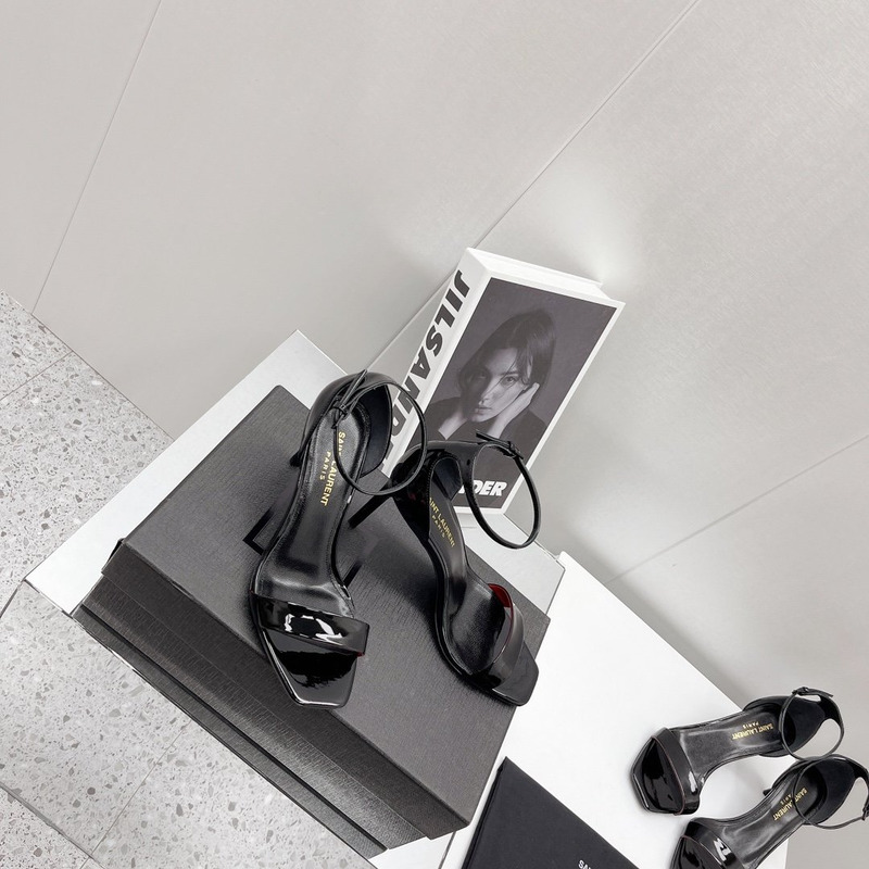 Saint Laurent Amber Leather Sandals Black 6.5cm