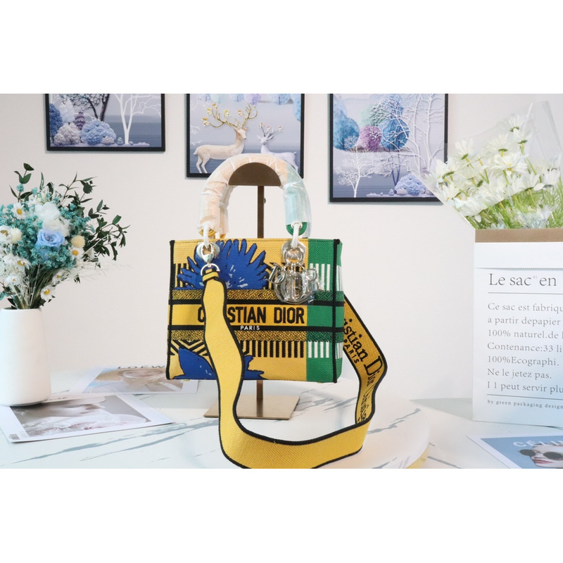 D*or lady d-lite handbag yellow and green