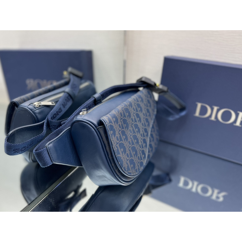 D*or mini saddle messenger bag navy blue