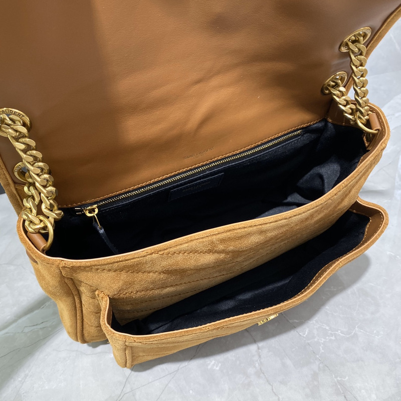 Saint Laurent Niki Nubuck Cowhide Messenger Bag Brown