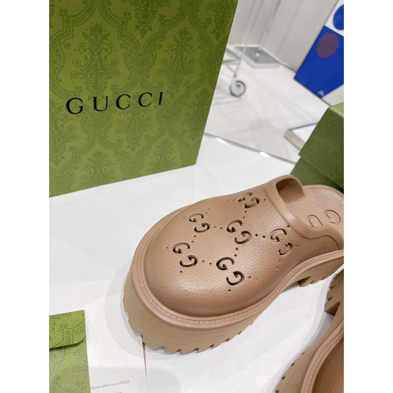 G*u*i gg flat rubber slippers brown