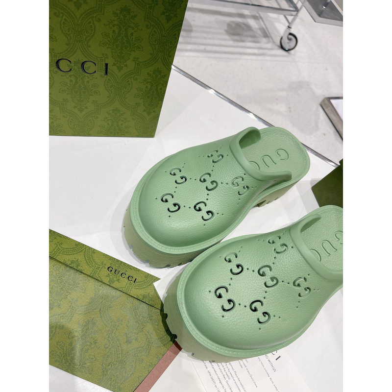G*u*i gg flat rubber slippers green