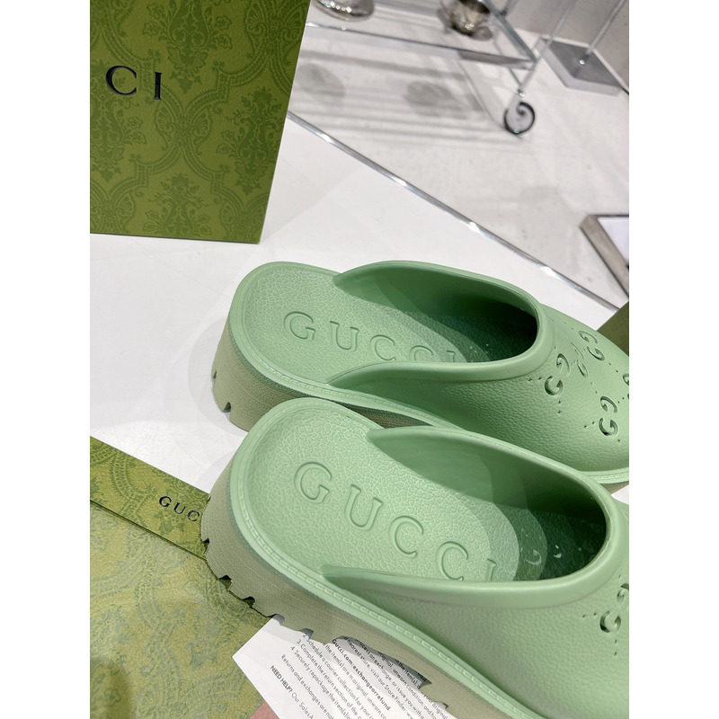 G*u*i gg flat rubber slippers green