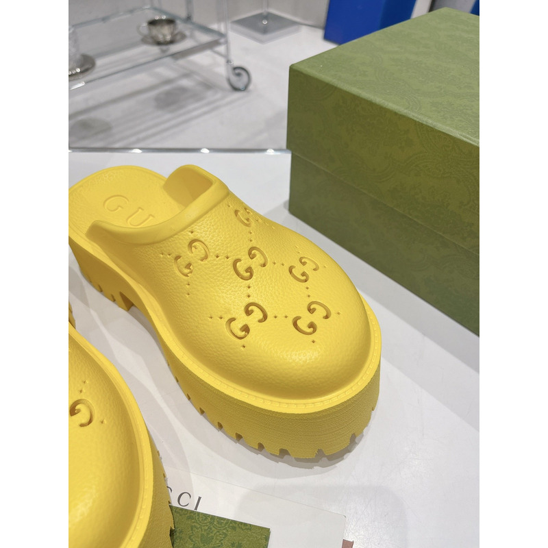 G*u*i gg flat rubber slippers yellow