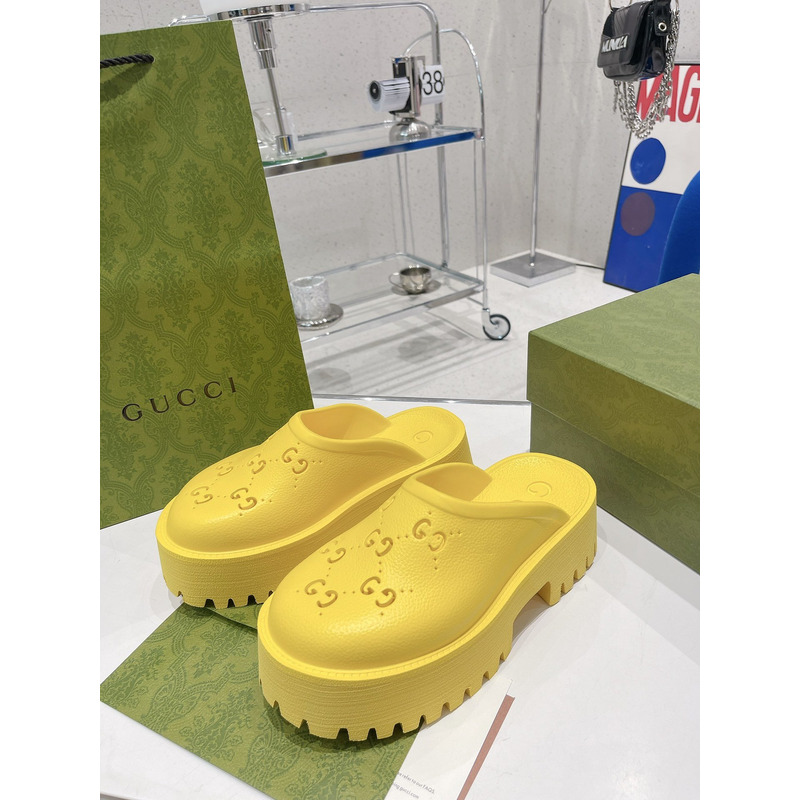 G*u*i gg flat rubber slippers yellow