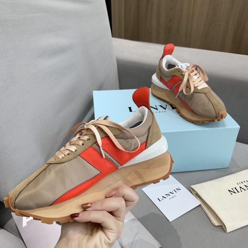 LANVIN Bumper Red Striped Sneakers on Brown
