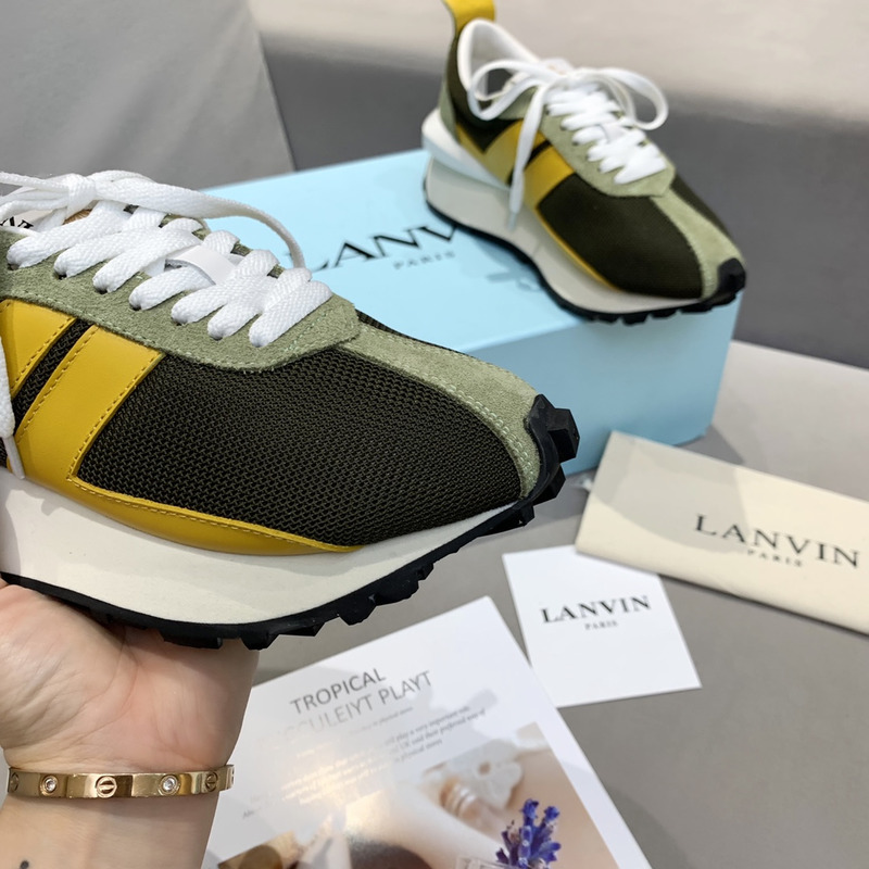 LANVIN Bumper Yellow Striped Sneakers on Black