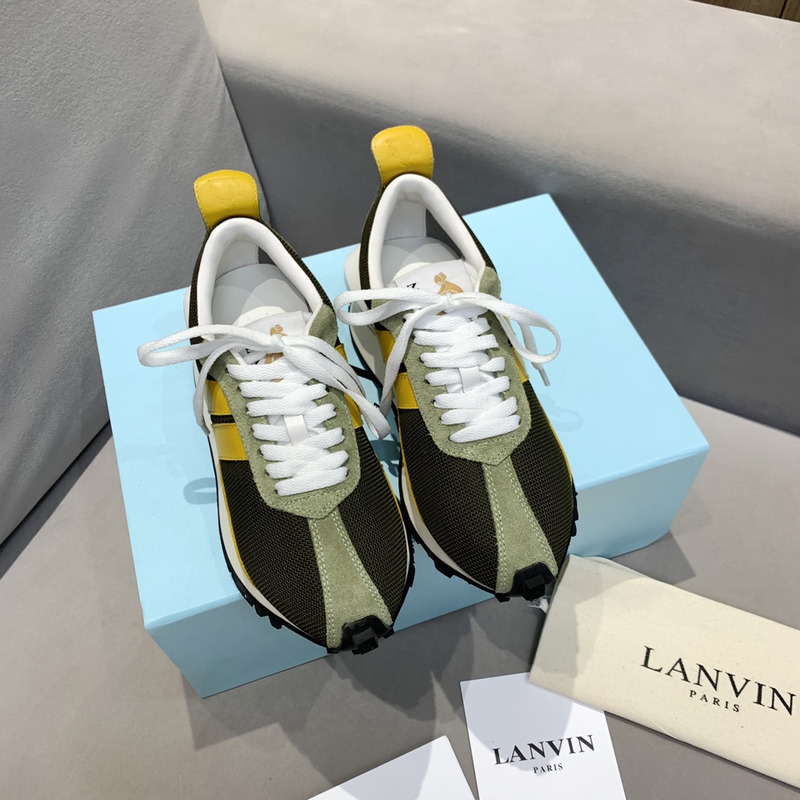 LANVIN Bumper Yellow Striped Sneakers on Black