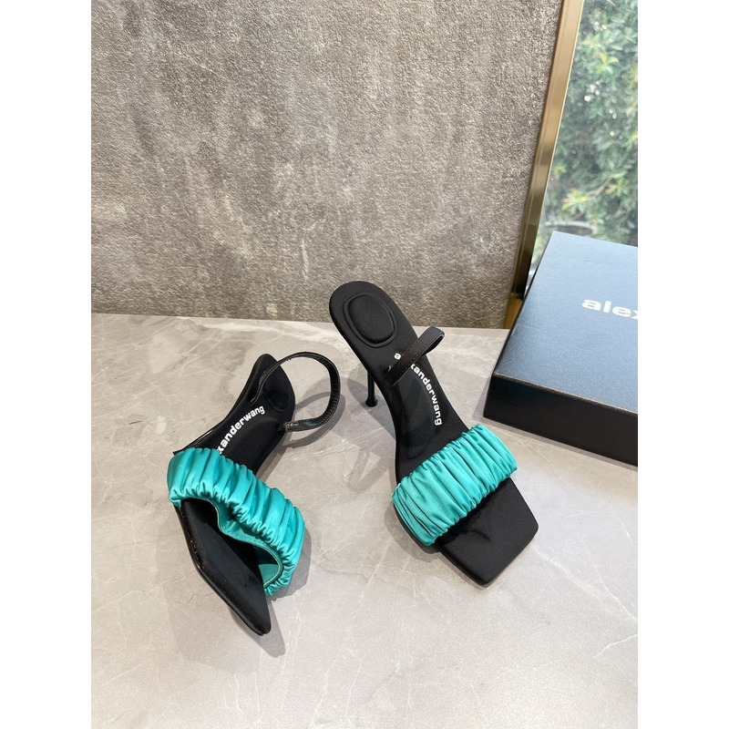 Alexander Wang Julie Scrunchie Slippers Blue 10cm