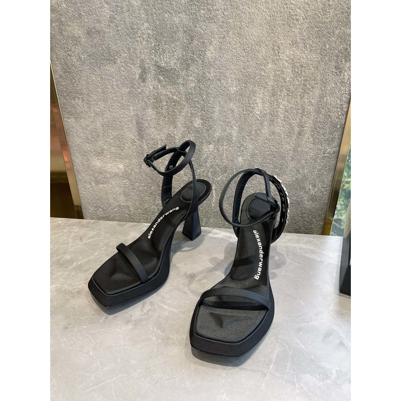 Alexander Wang Satin Platform Sandals Black