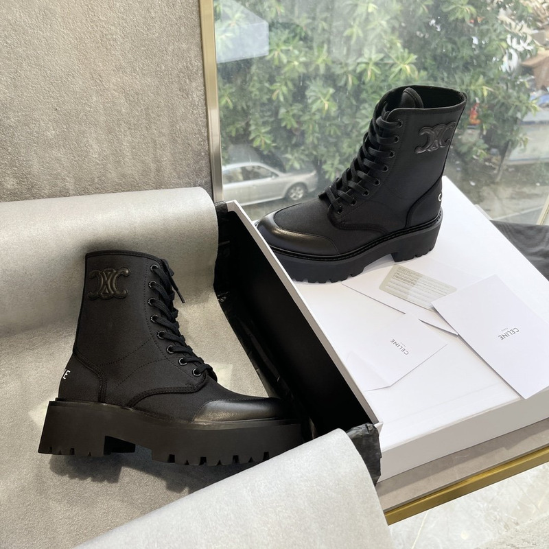 Ce**e bulky laced up boot in nylon and shiny bull