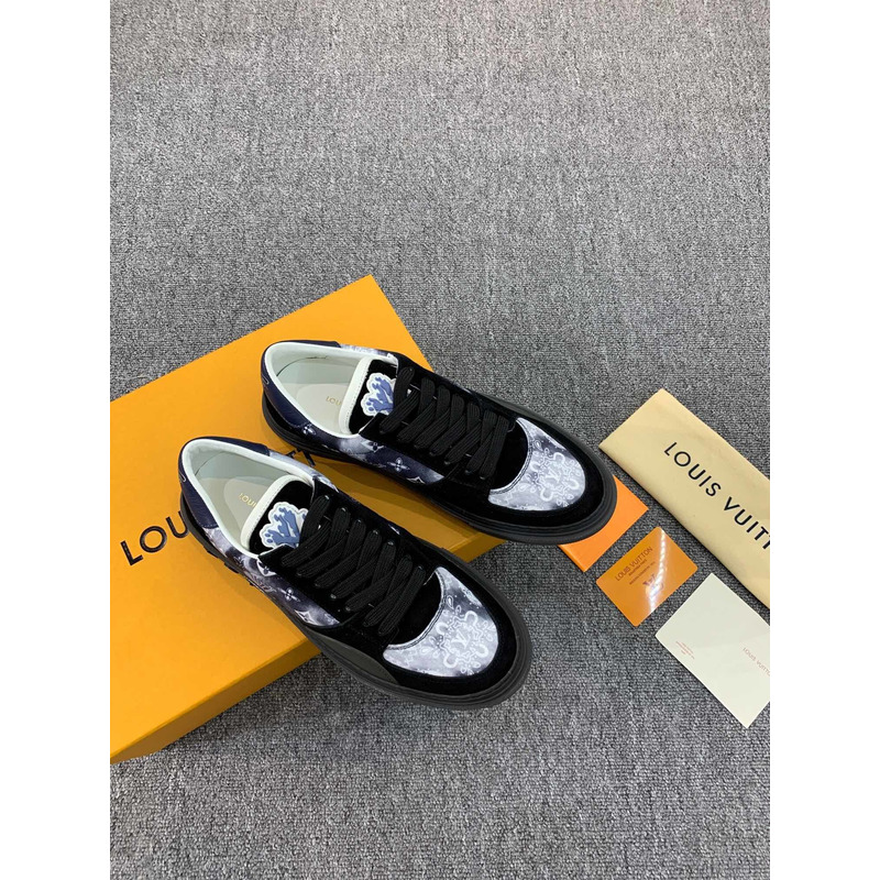 S*p*e x lv unisex lv ollie sneaker monogram canvas suede calf leather watercolor black