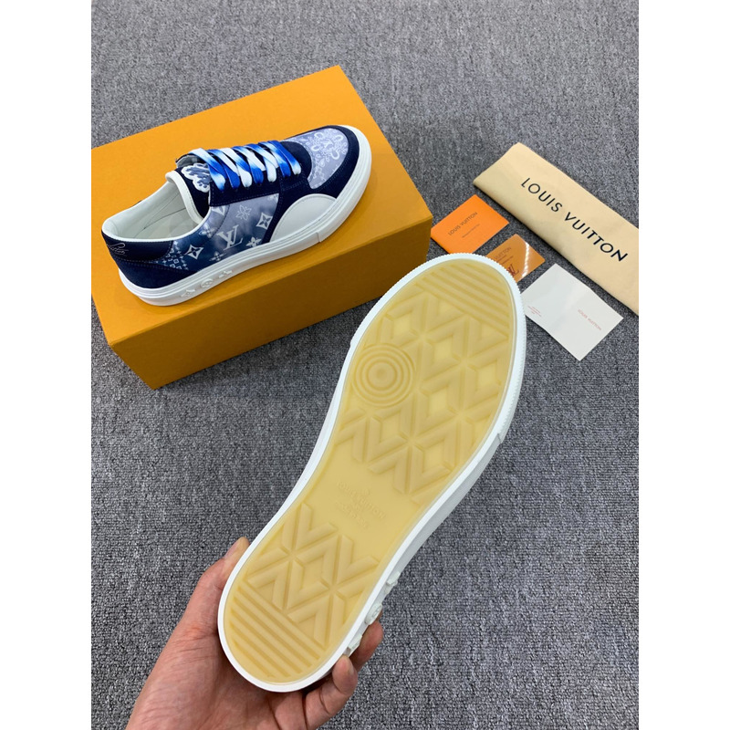 S*p*e x lv unisex lv ollie sneaker monogram canvas suede calf leather watercolor blue