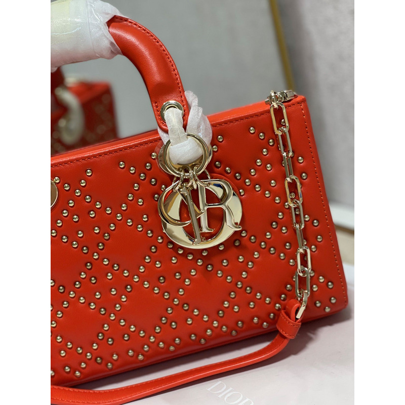 D*or lady d-joy bag beaded red 26*6*14cm