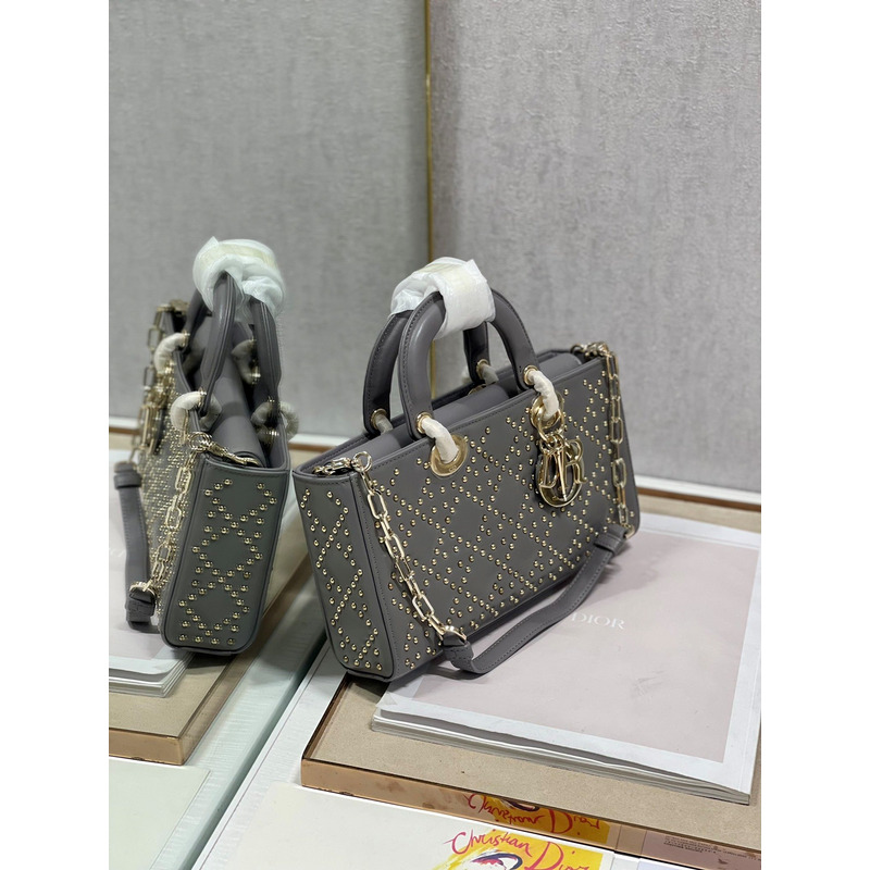 D*or lady d-joy bag beaded dark grey 26*6*14cm
