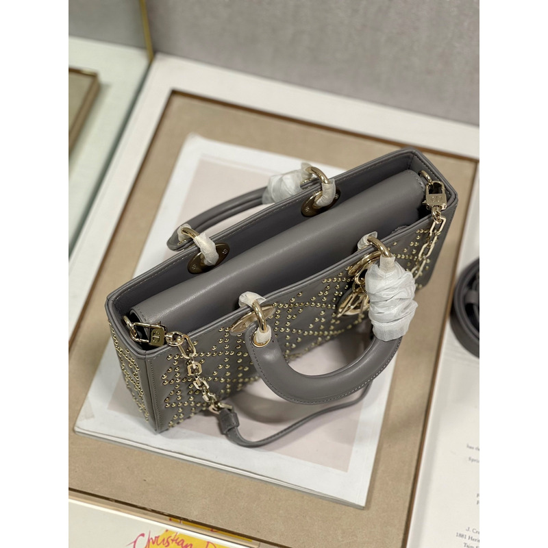 D*or lady d-joy bag beaded dark grey 26*6*14cm