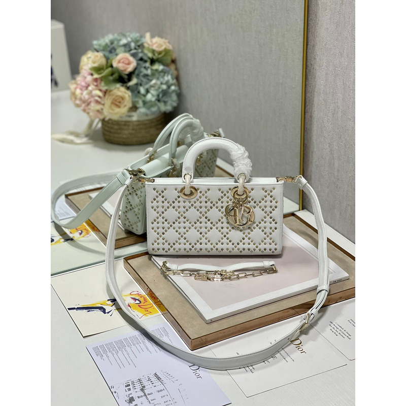 D*or lady d-joy bag beaded white 26*6*14cm