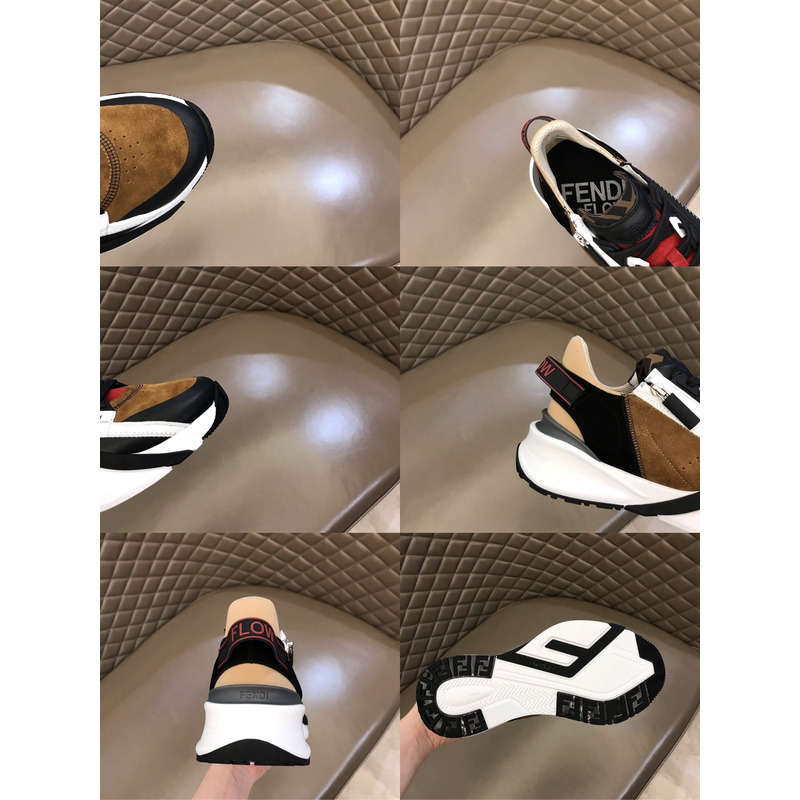 F**di flow nylon low tops sneakers camel