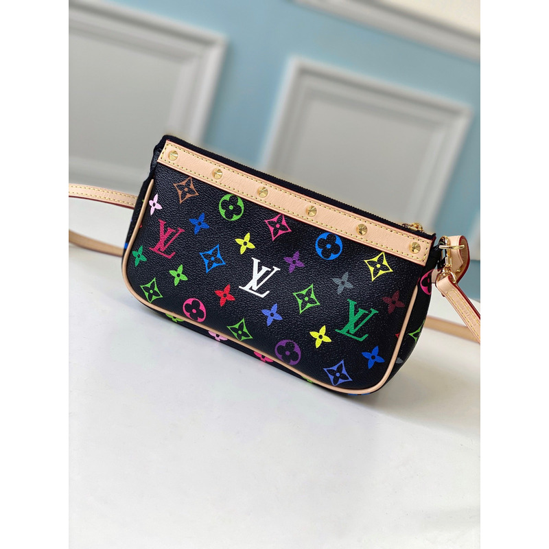 lv takashi murakami x l**is V*t*n monogram multicolore pochette accessories black