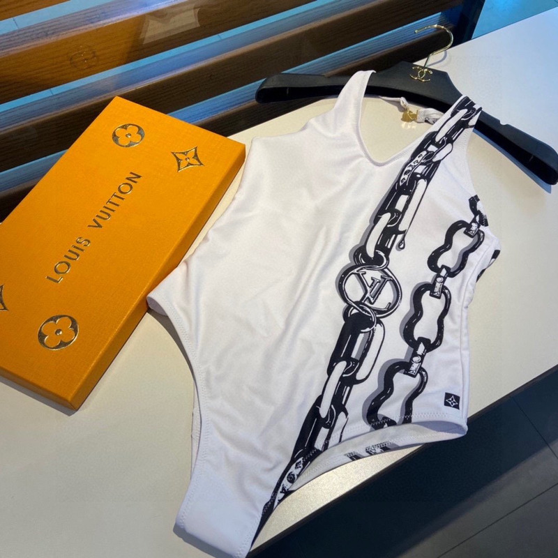 LV Chain Plain Logo Swimwear White