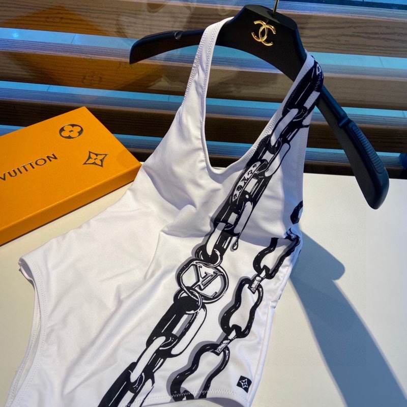 LV Chain Plain Logo Swimwear White