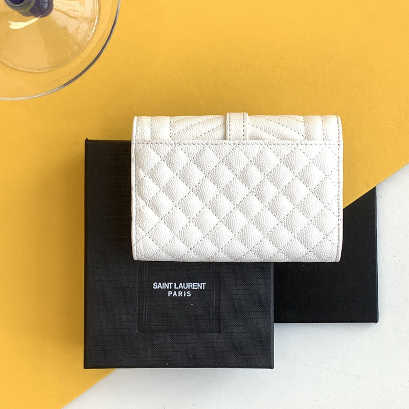 Saint Laurent Envelope Leather Wallet White