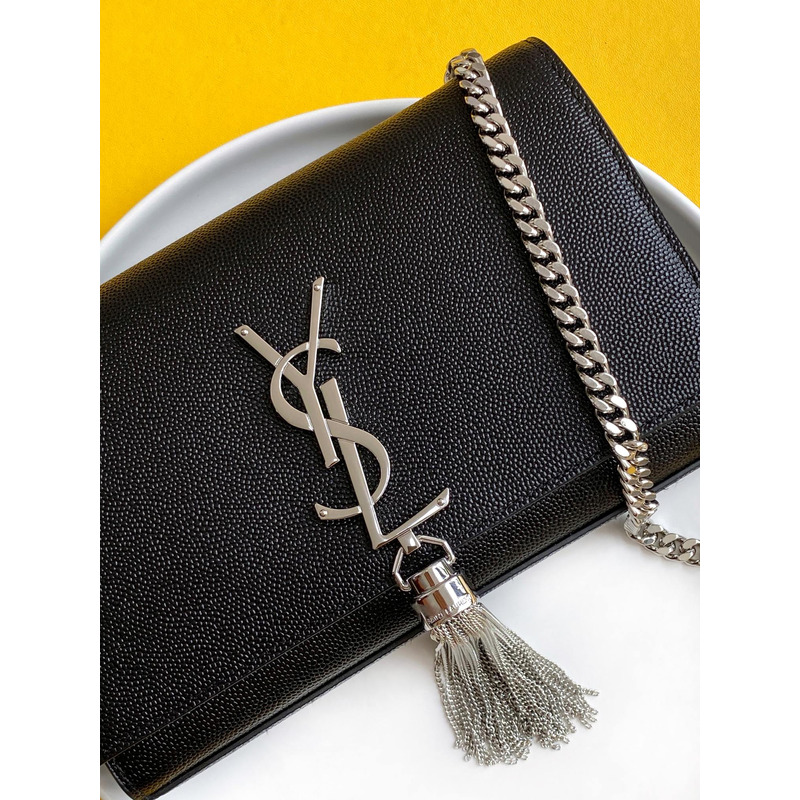 Saint Laurent Saint Laurent Kate Small Chain Bag In Grain De Poudre Leather Black