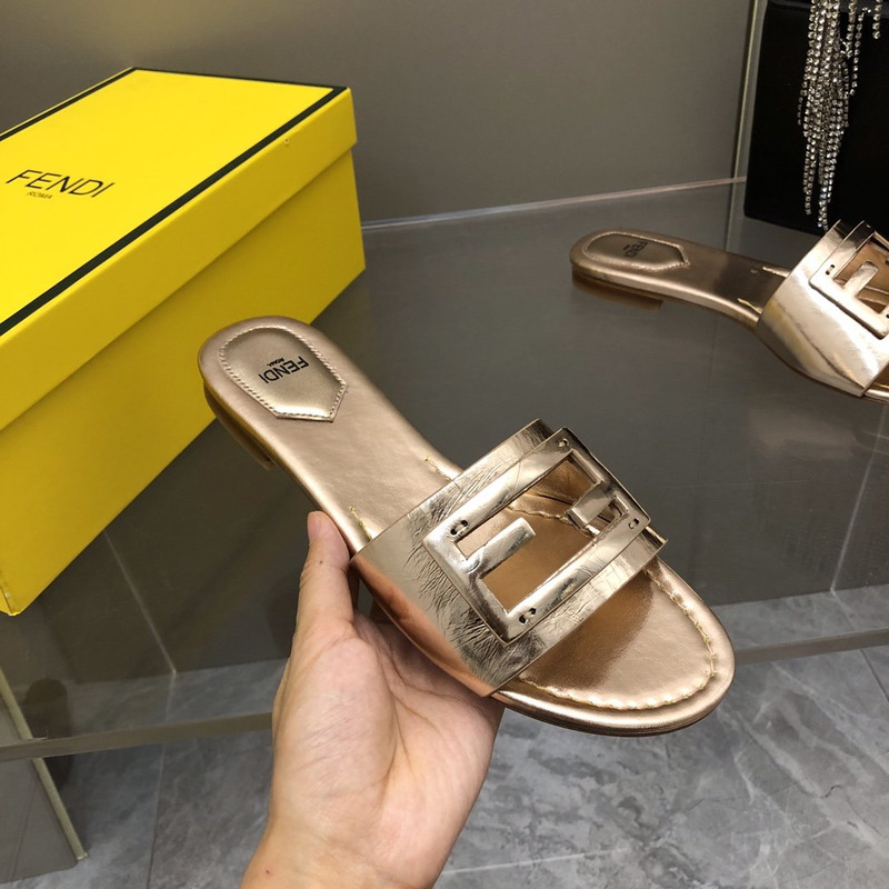 F**di leather sandals bronze