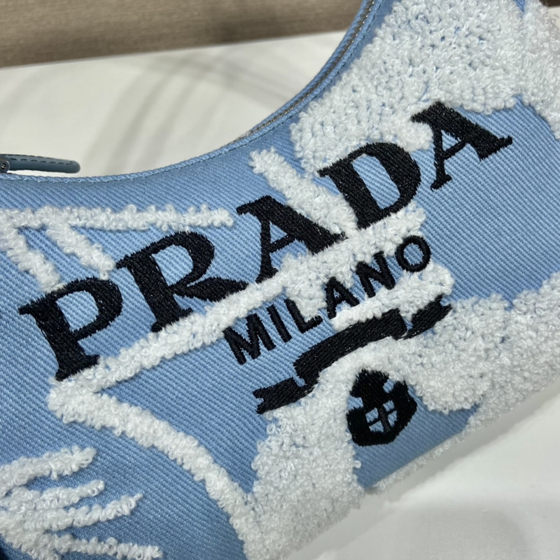 Pra*a re-edition 2000 embroidered drill mini bag sky blue