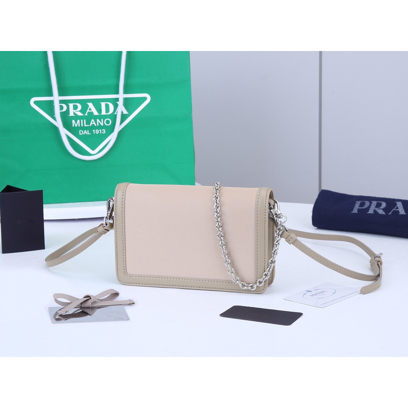 Pra*a brushed leather shoulder bag in pink