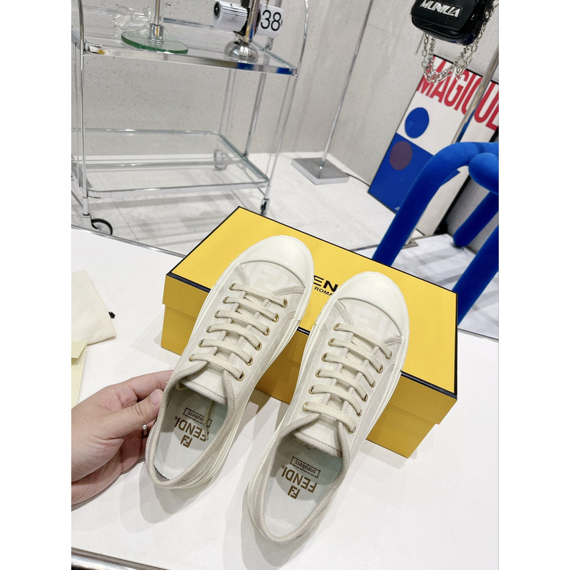 F**di domino fabric low-top shoes white