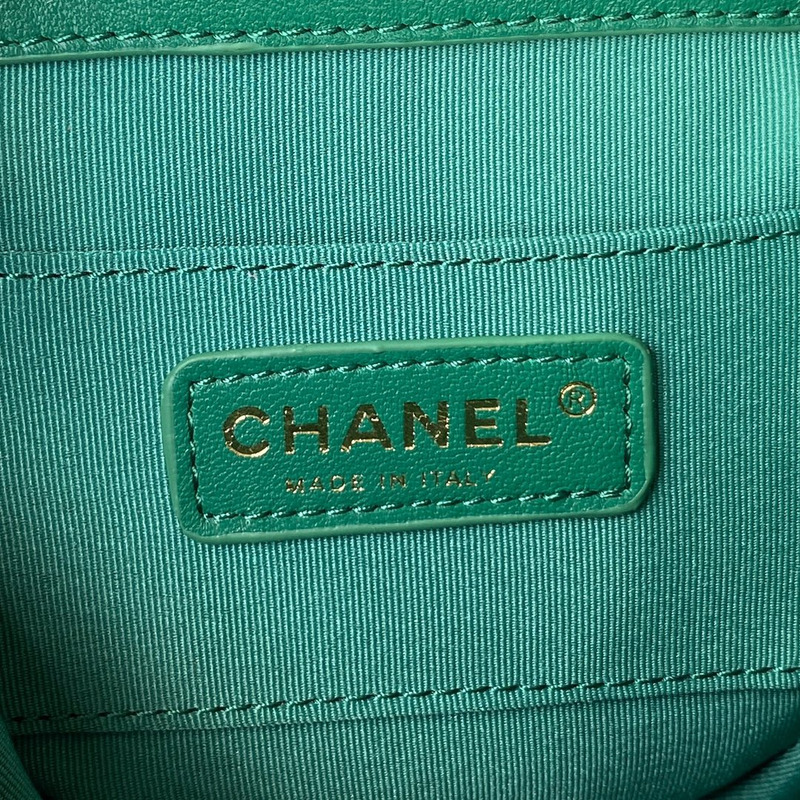 Ch*el backpack grained calfskin & gold-tone metal green