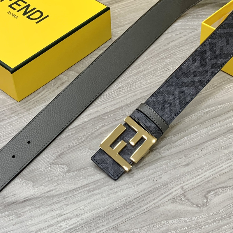 F**di squared ff belt grey leather belt gold