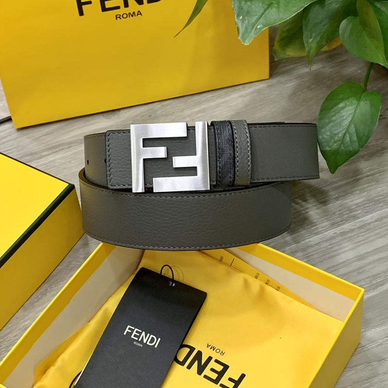 F**di squared ff belt grey leather belt white
