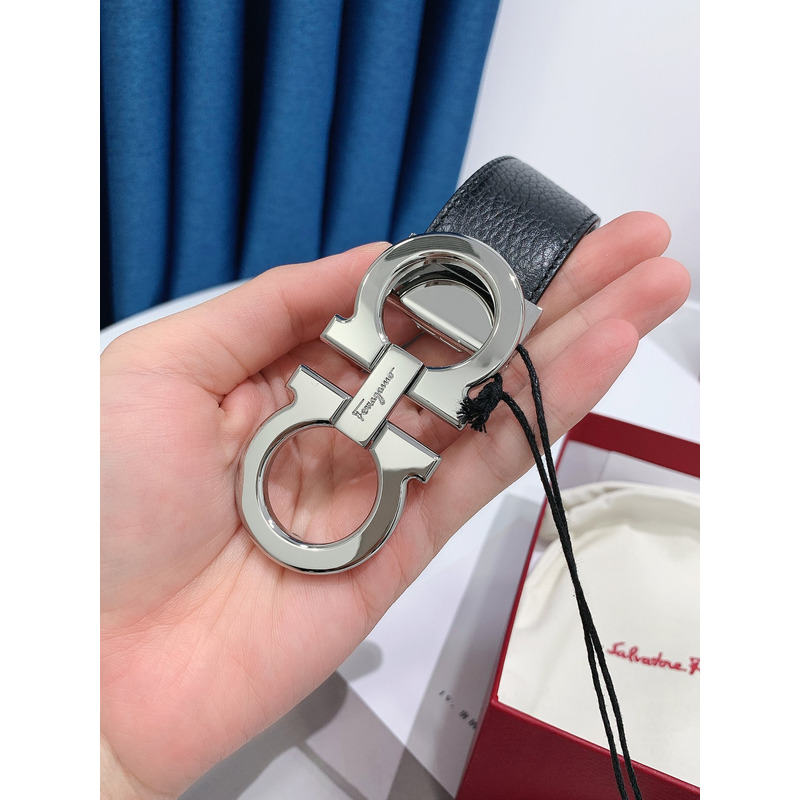 Ferragamo Adjustable Gancini Belt Silver