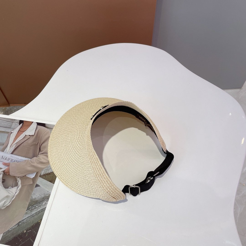 l**is V*t*n leather logo visor hat beige
