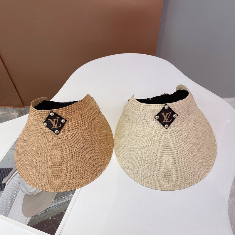 l**is V*t*n leather logo visor hat beige