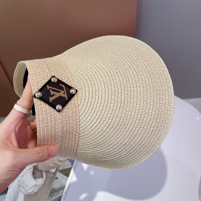 l**is V*t*n leather logo visor hat beige
