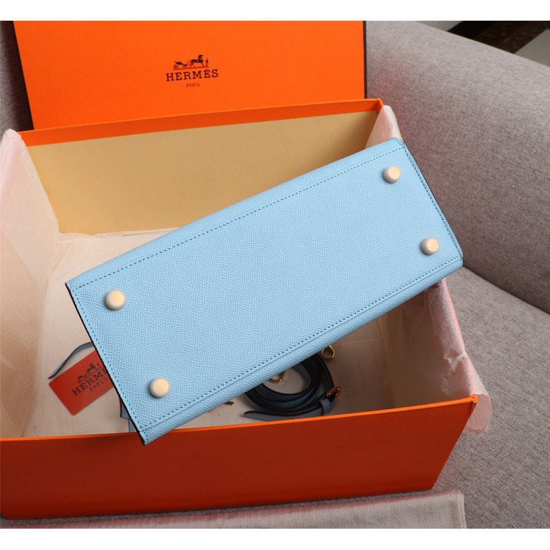 H**mes gold epsom sellier kelly 25 gold hardware sky blue