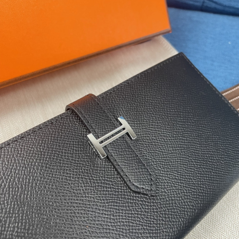 H**mes bearn soufflet epsom leather graphite wallet black