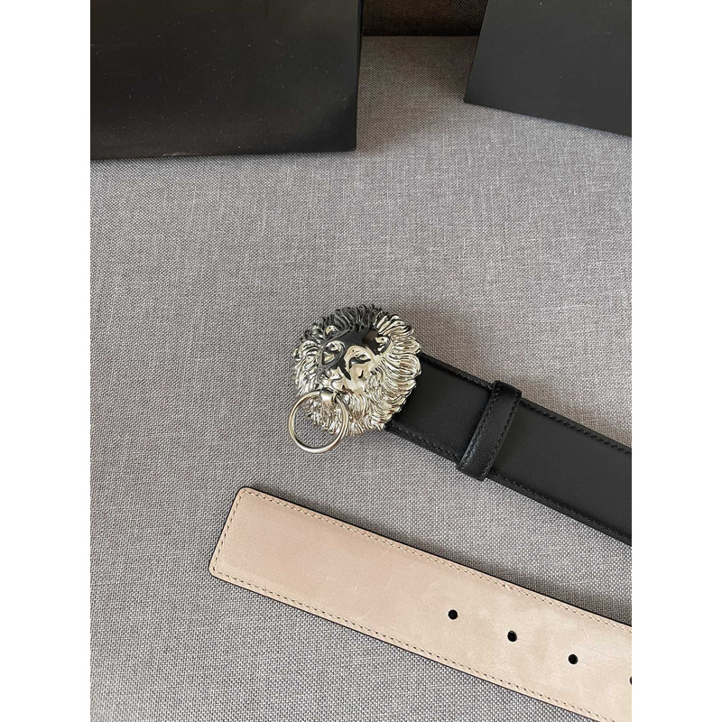 Versace  Silver Lion leather belt