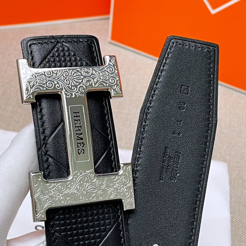 H**mes constance touareg belt buckle & reversible leather silver