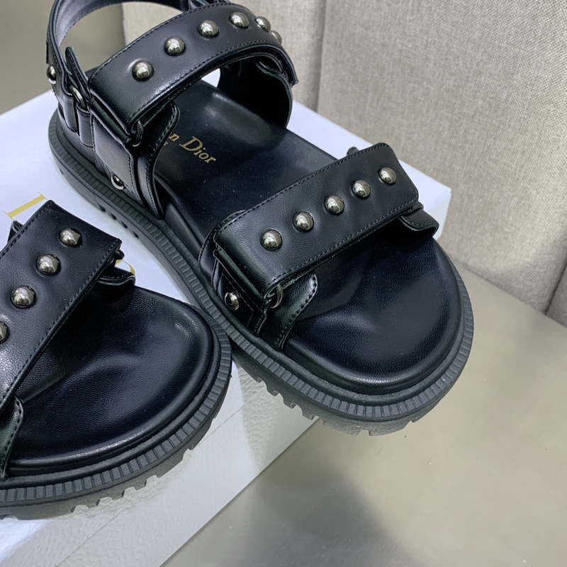 D*or black lambskin and silver-finish rivets D*oract sandal