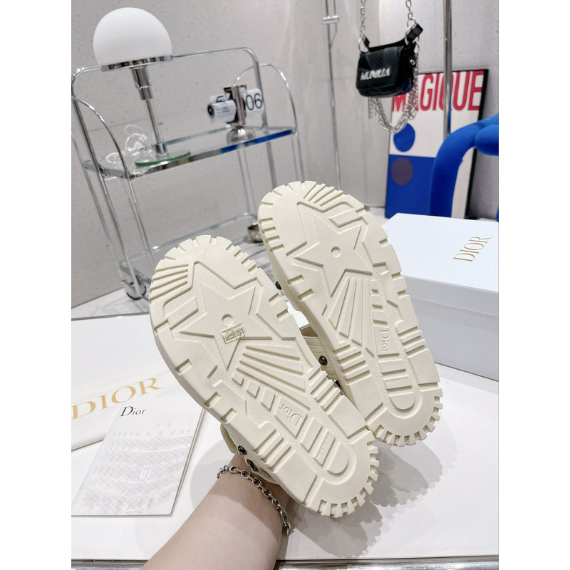 D*or act sandal with lambskin and silver-finish rivets in white